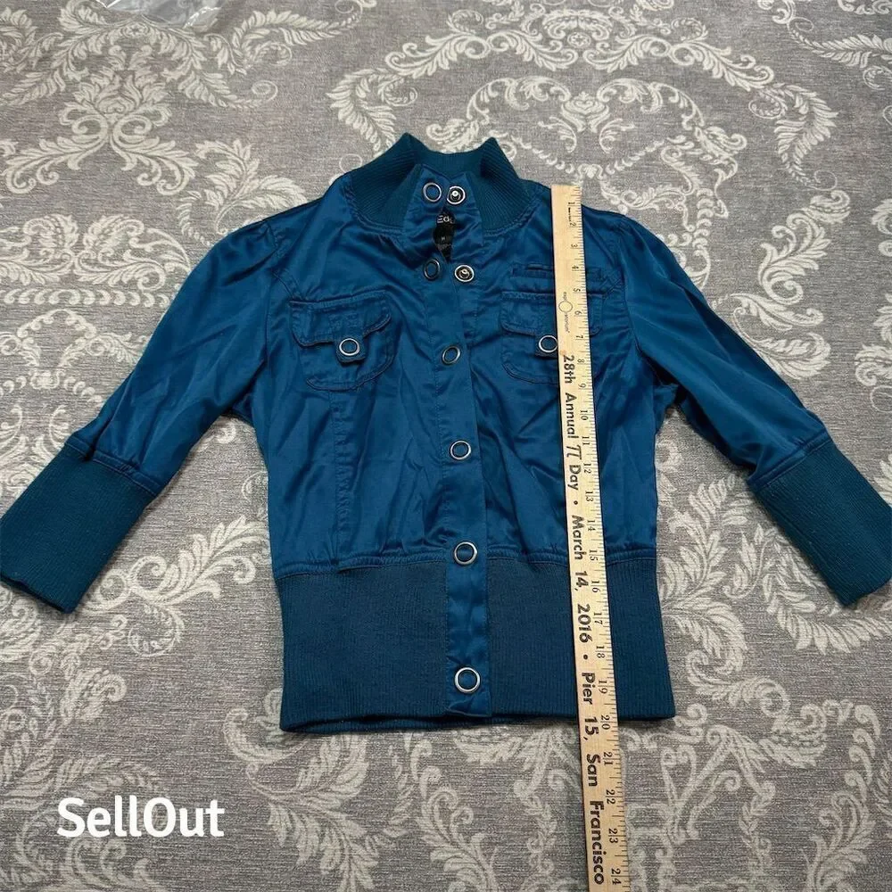 Outer Edge Women's Teal Snap Button Jacket Blue Size M Standard